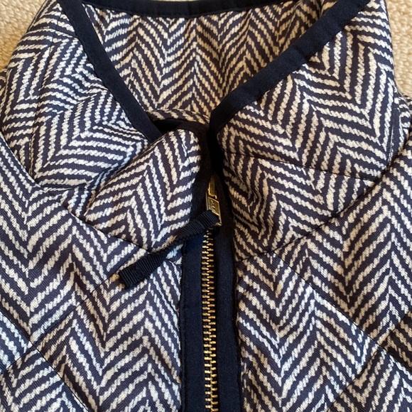 J Crew dark green/tan herringbone quilted vest w/black trim Sz S - Picture 13 of 14
